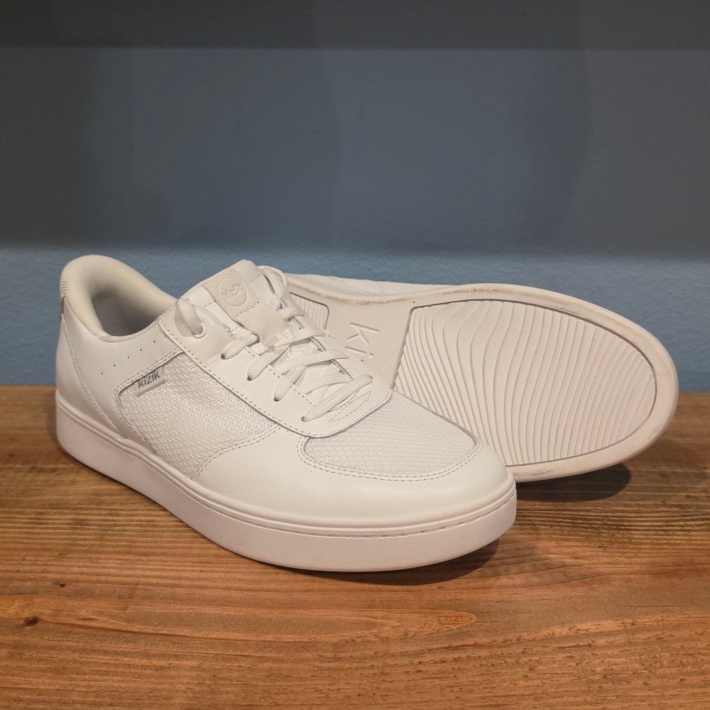 Kizik Mens Oslo Hands-Free Sneaker White Recycled Knit MREDWT01-1D Size 8.5